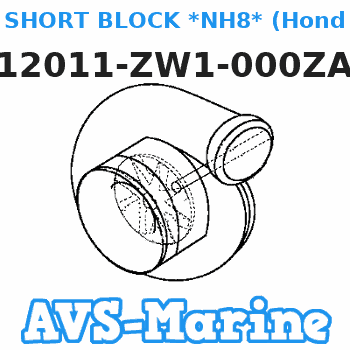 12011-ZW1-000ZA SHORT BLOCK *NH8* (Honda Code 6375497). (DARK GRAY) Honda 