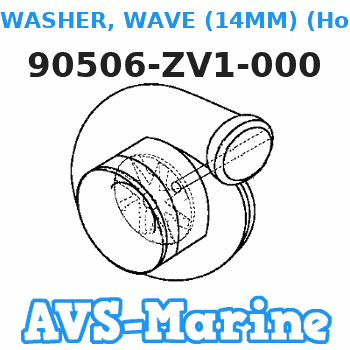 90506-ZV1-000 WASHER, WAVE (14MM) (Honda Code 1986306). Honda 