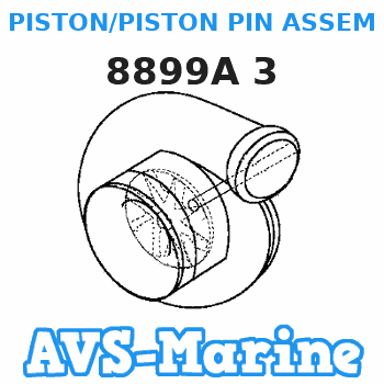 8899A 3 PISTON/PISTON PIN ASSEMBLY (STD.)- 90 Mariner 