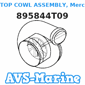 895844T09 TOP COWL ASSEMBLY, Mercury, Includes all decals except HorsePower Mercury 